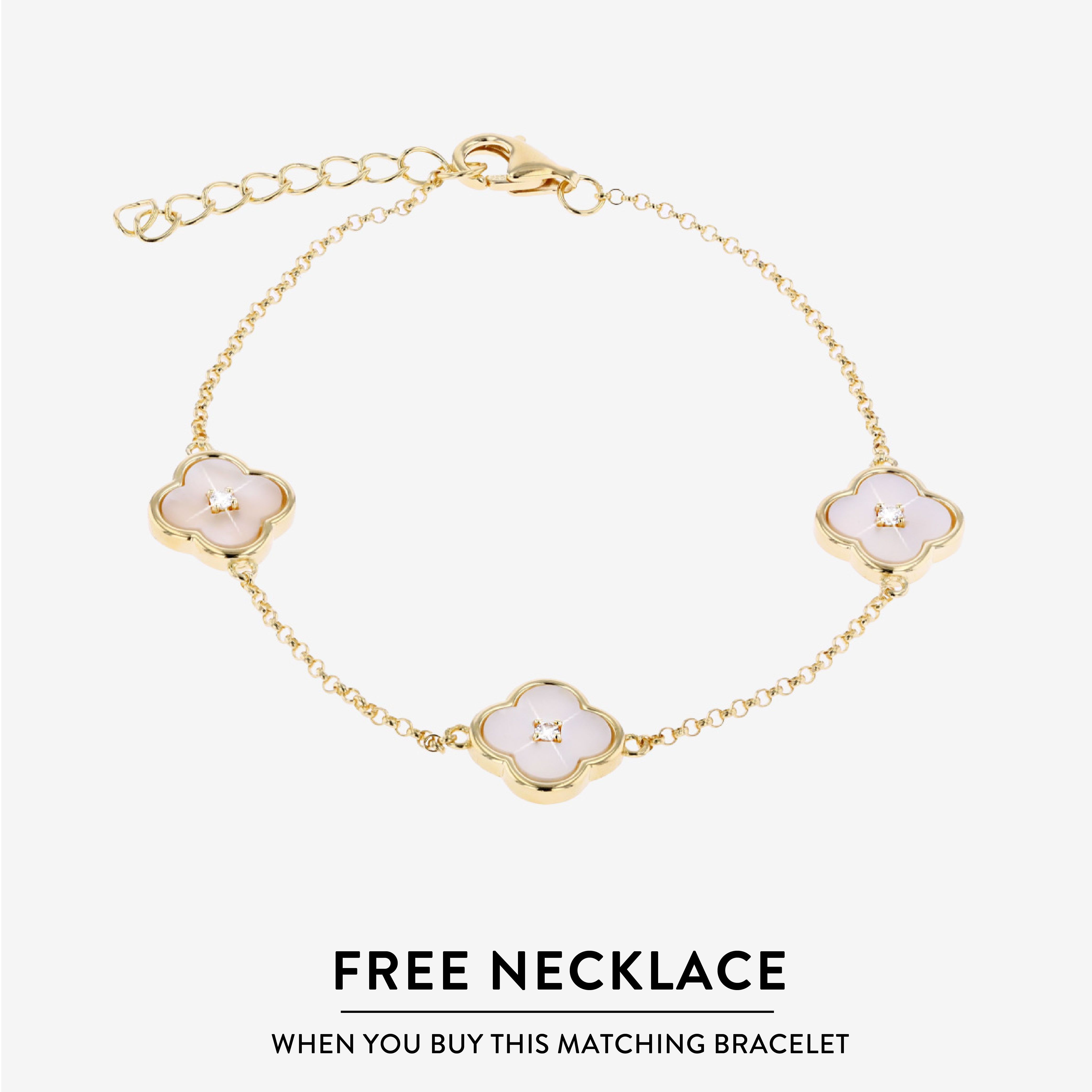 18ct Gold Vermeil On Silver Real Diamond, Lab-Grown Clover Bracelet